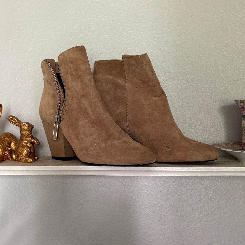 1. State Tan Suede Ankle Booties